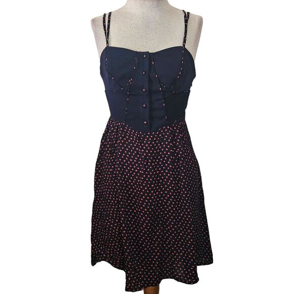 Black and Red Polka Dot Spaghetti Strap Mini Dress Size 4 - Picture 1 of 4